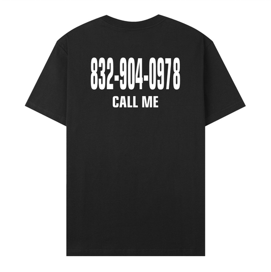 Custom Phone Number Shirt – Black
