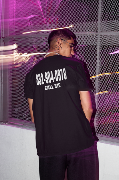 Custom Phone Number Shirt – Black