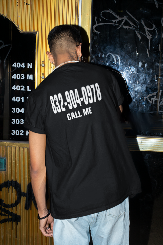 Custom Phone Number Shirt – Black