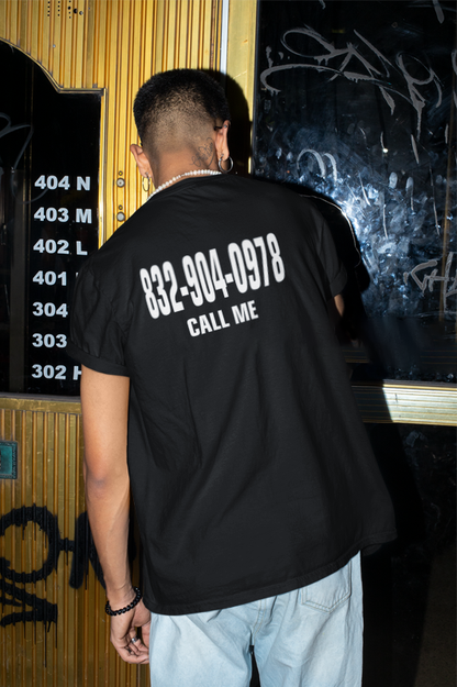 Custom Phone Number Shirt – Black