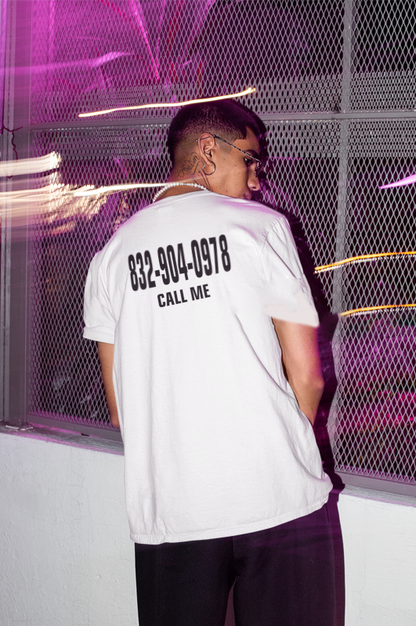 Custom Phone Number Shirt – White